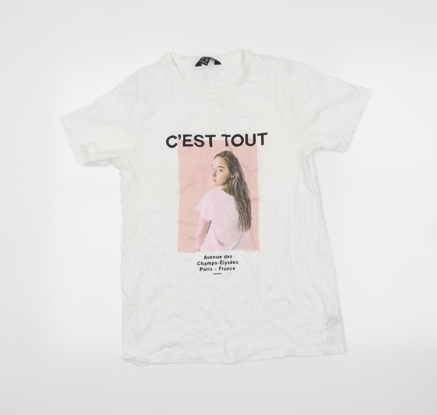 New Look Womens White   Basic T-Shirt Size 8  - c'est tout