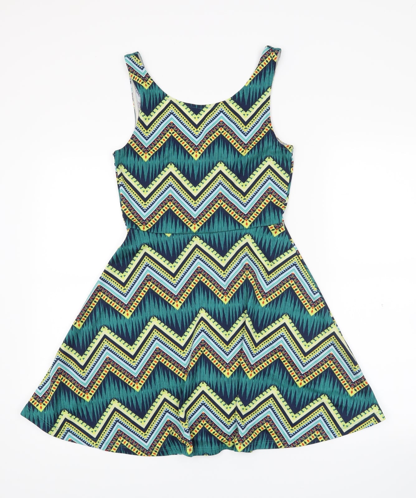 H&M Womens Blue Geometric  Tank Dress  Size 8