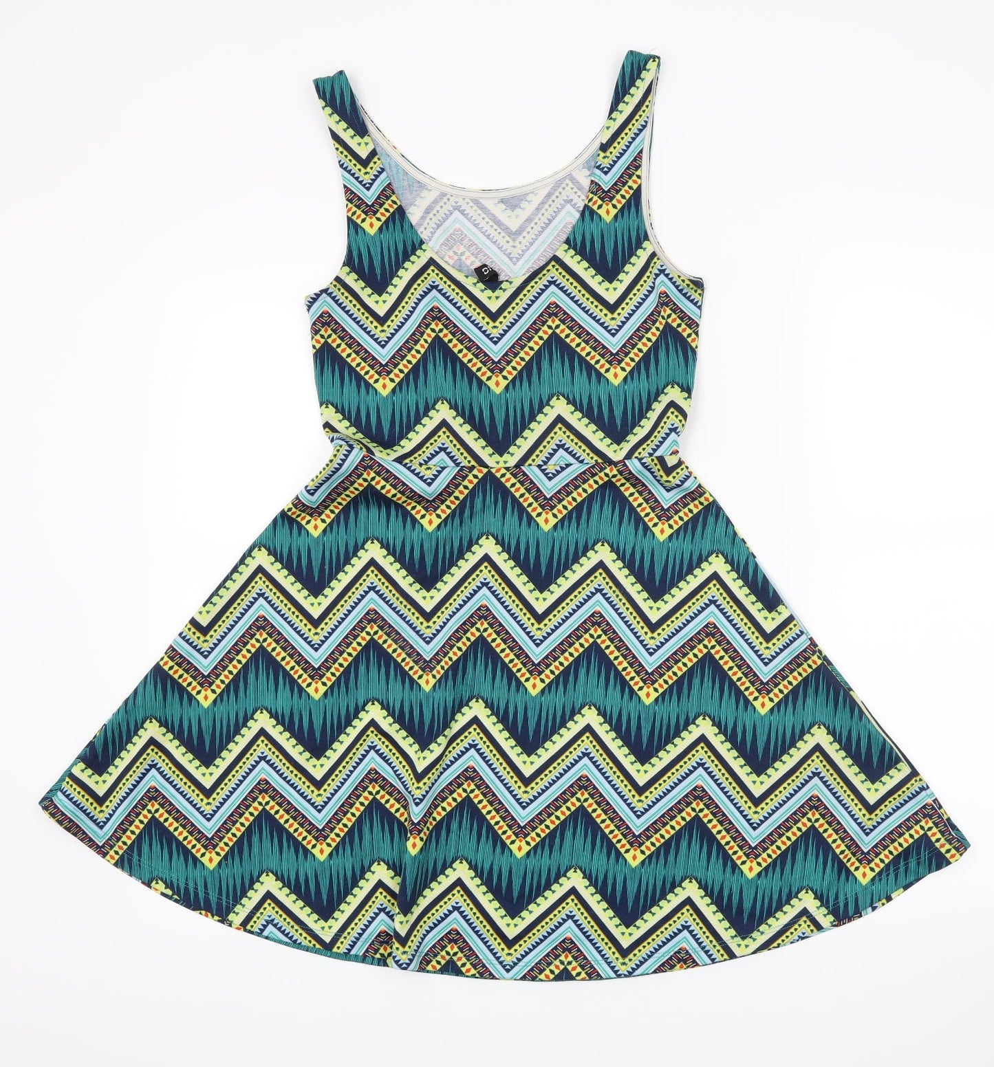 H&M Womens Blue Geometric  Tank Dress  Size 8