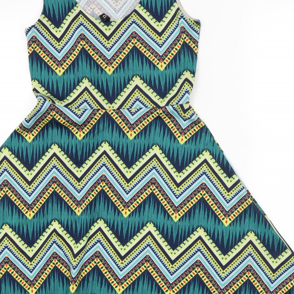 H&M Womens Blue Geometric  Tank Dress  Size 8