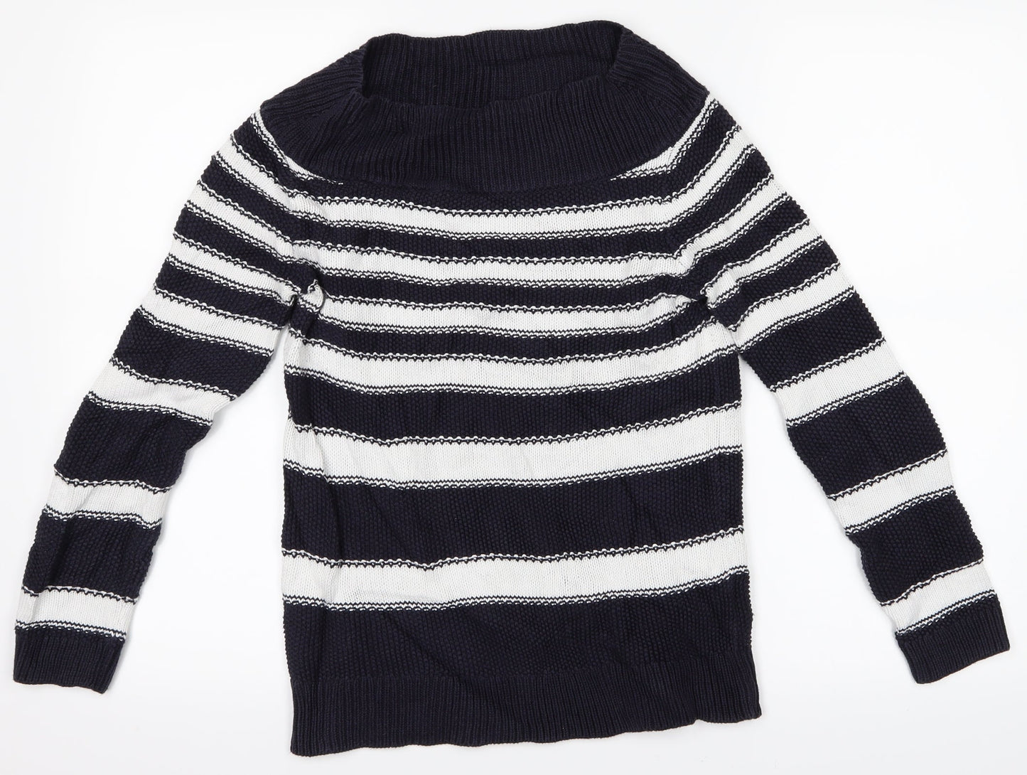 M&S Womens Blue Striped  Pullover Jumper Size 8
