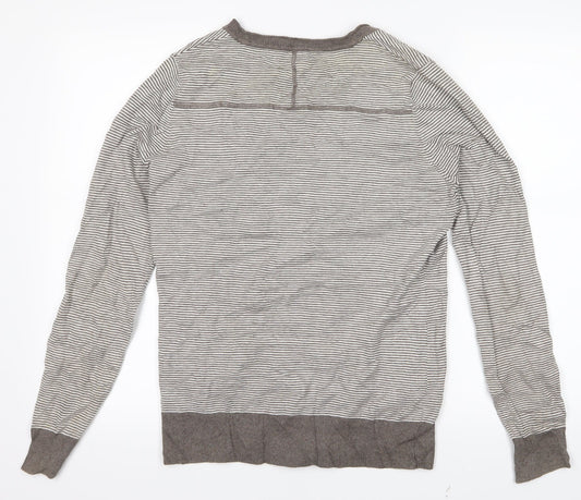 ALFRED SUNG Womens Grey Striped  Cardigan Jumper Size S