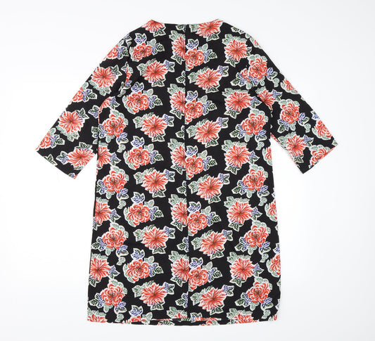 Boohoo Womens Black Floral Chiffon A-Line  Size 10