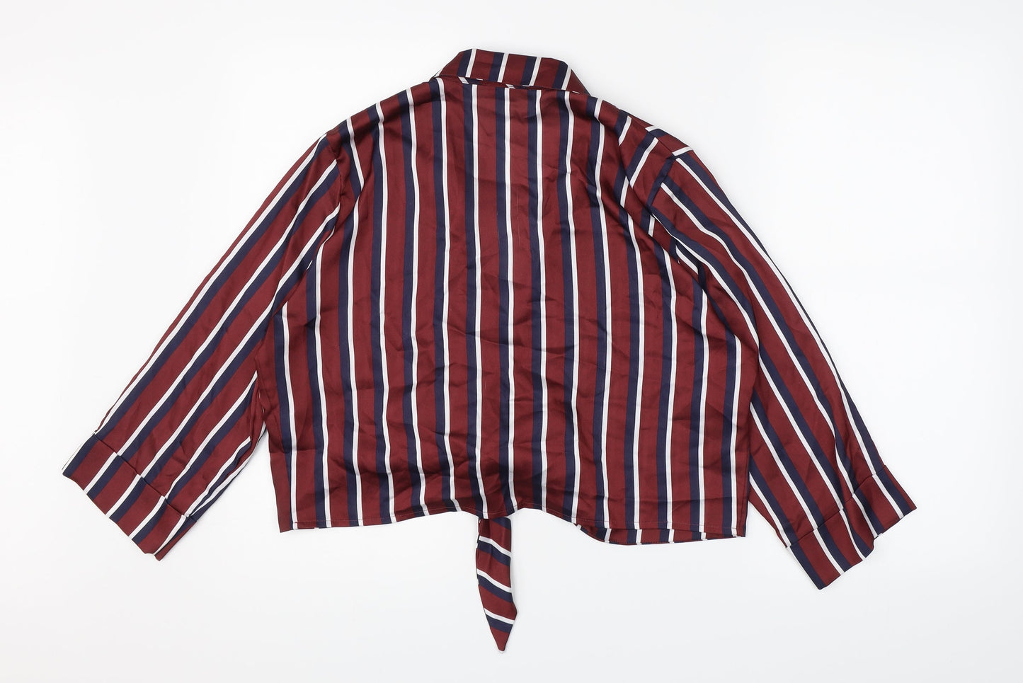 River Island Womens Brown Striped Satin Basic Blouse Size 14