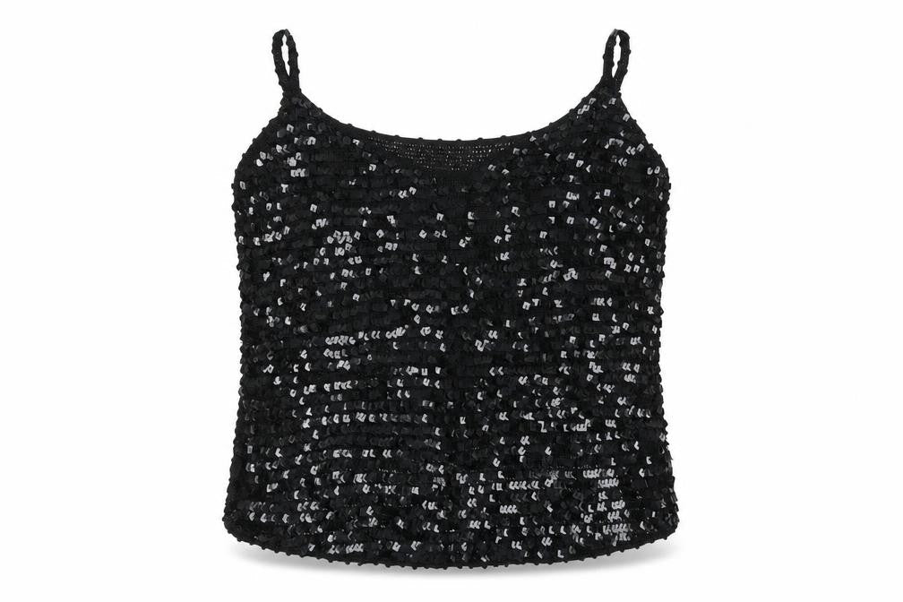 Front view of Essence women’s black basic blouse, size UK 16
