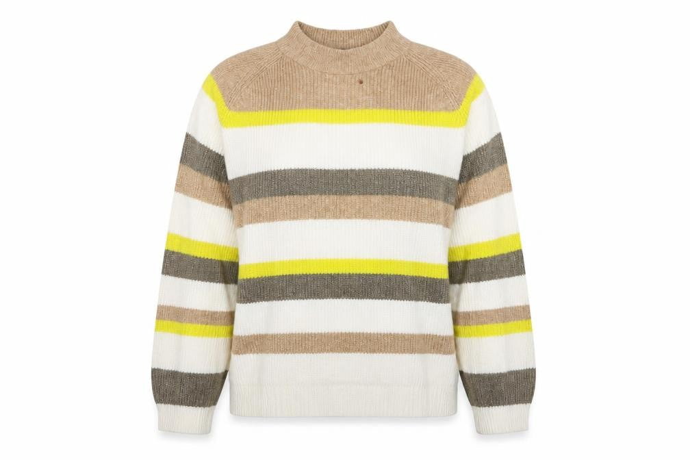 Front view of Marks & Spencer women’s white striped knit jumper, size XL