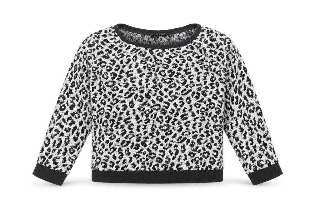 Front view of New Look women’s black animal print knit jumper, size UK 10