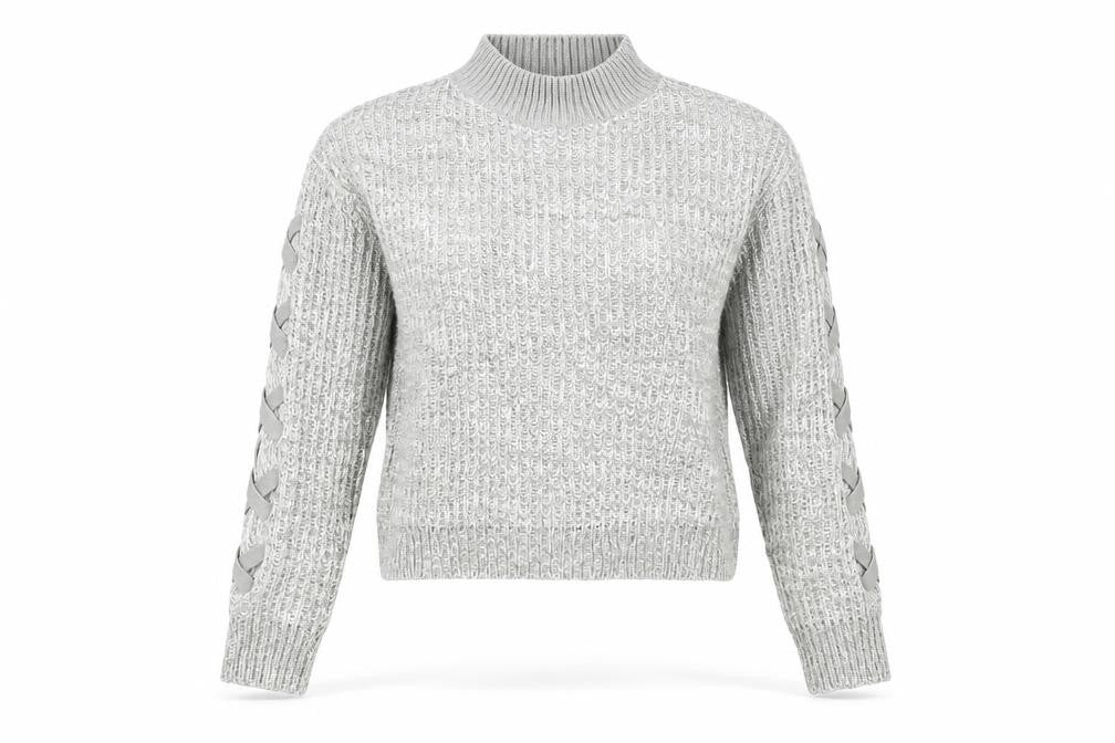 Front view of Papaya women’s grey jumper, size S
