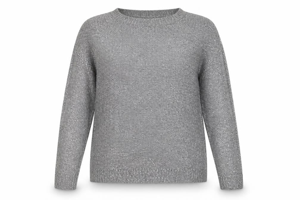 Front view of JUNAROSE women’s grey knit jumper, size L