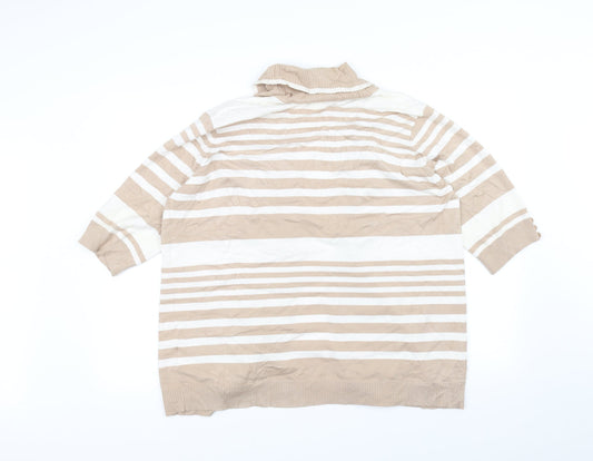 isle Womens Beige Striped  Cardigan Jumper Size 18