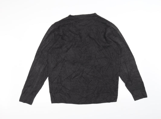Easy Mens Black  Knit Pullover Jumper Size L