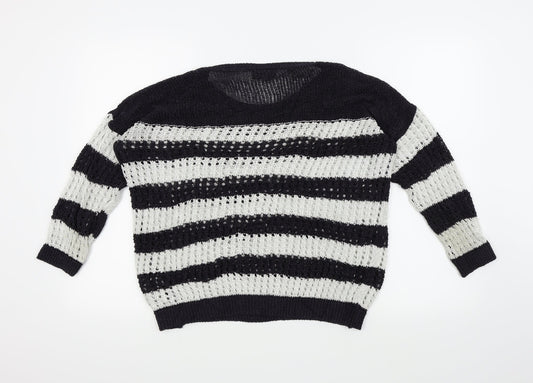 Wallis Womens Blue Striped  Pullover Jumper Size M