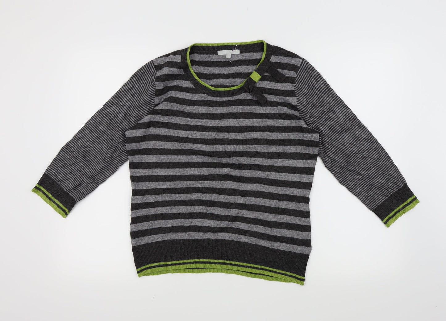Per Una Womens Grey Striped  Pullover Jumper Size 12