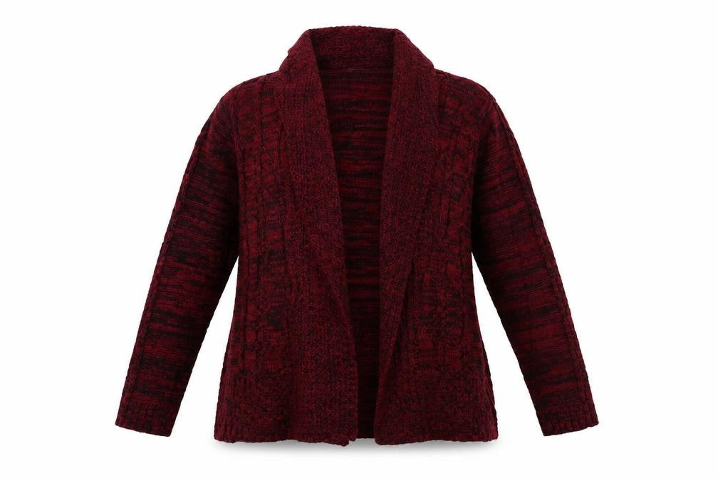 Front view of Jason Maxwell women’s purple cardigan jumper, size S