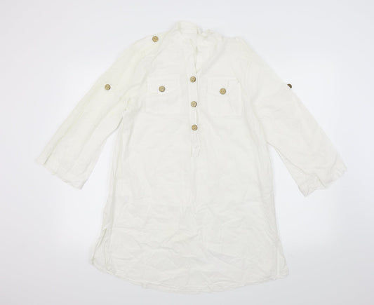 Preworn Womens White   Basic Blouse Size S  - Front Pockets