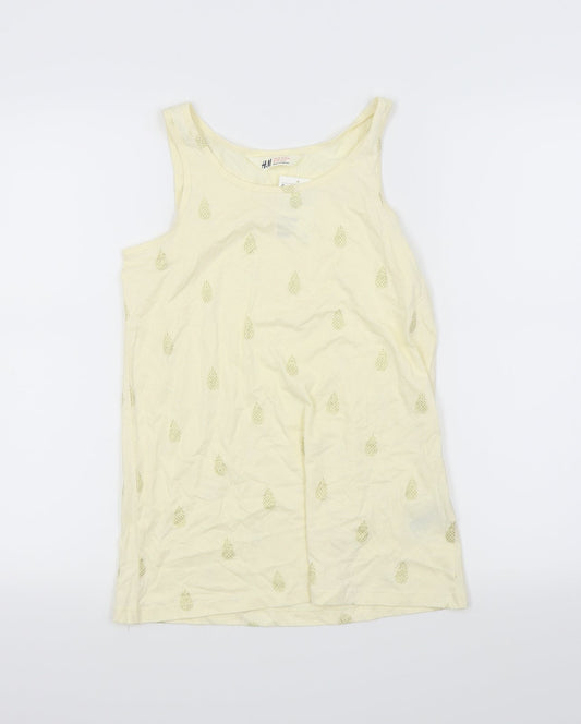 H&M Girls Yellow   Basic Tank Size 14 Years  - Pineapple print