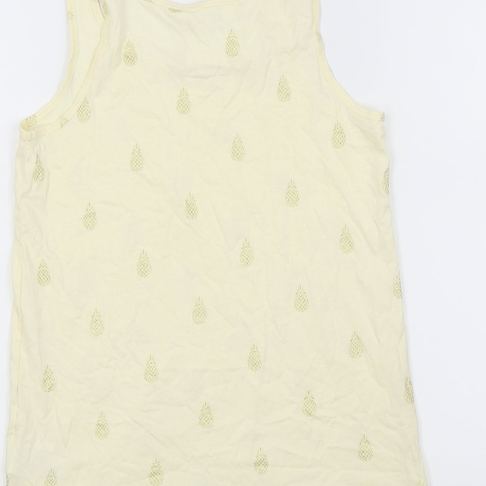 H&M Girls Yellow   Basic Tank Size 14 Years  - Pineapple print