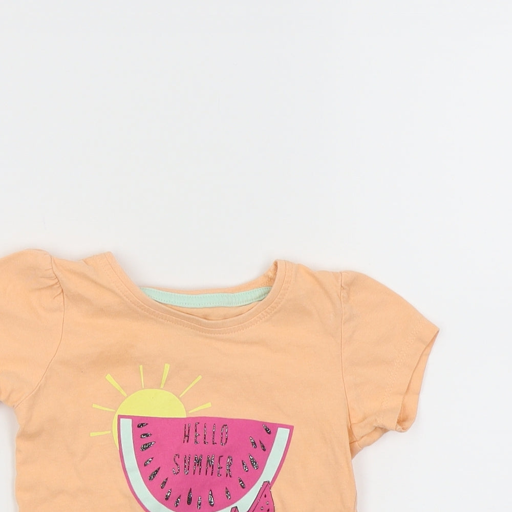 Primark Girls Orange   Basic T-Shirt Size 12-18 Months  - Melons