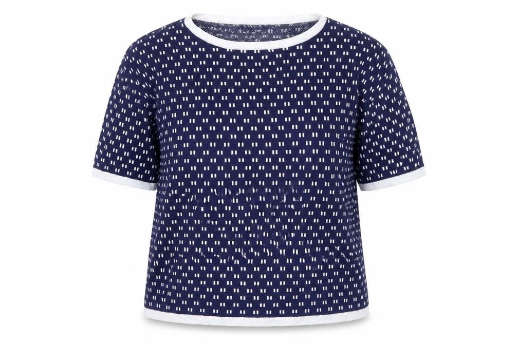 Front view of Next women’s blue polka dot jumper, size UK 16