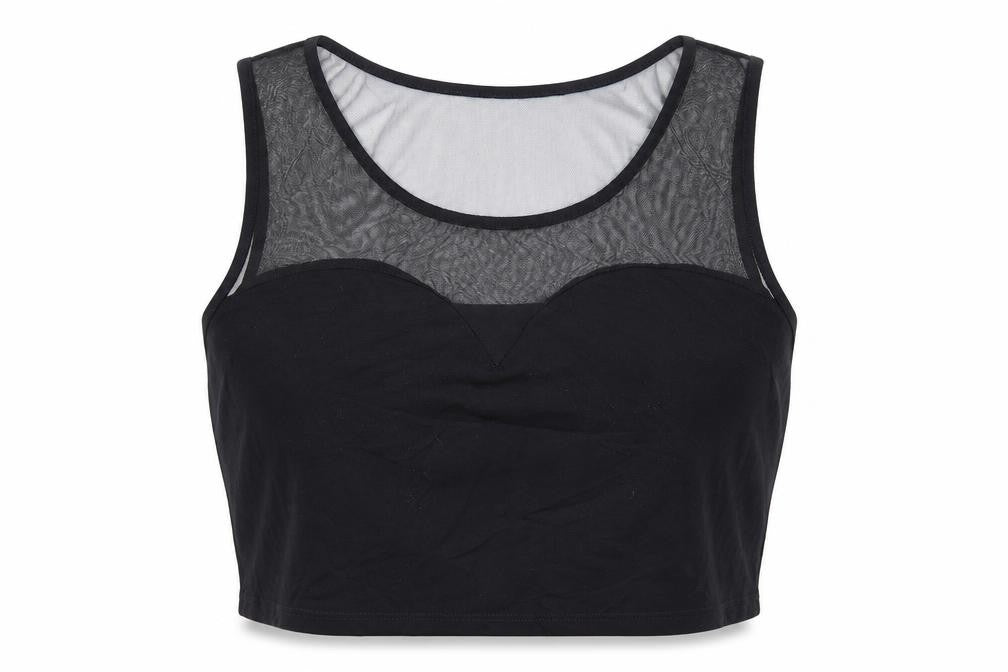 Front view of Select women’s black cropped blouse, size UK 16