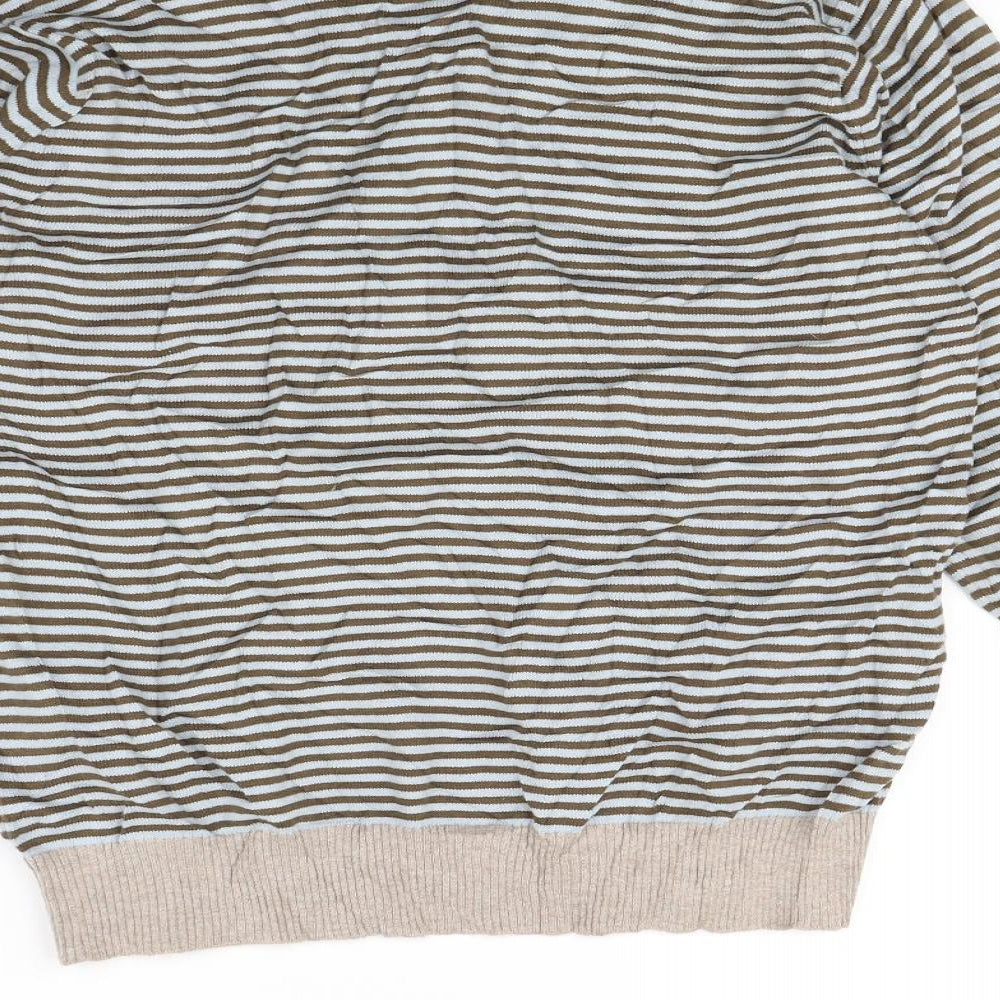 NEXT Womens Brown Striped  Pullover Sweatshirt Size S
