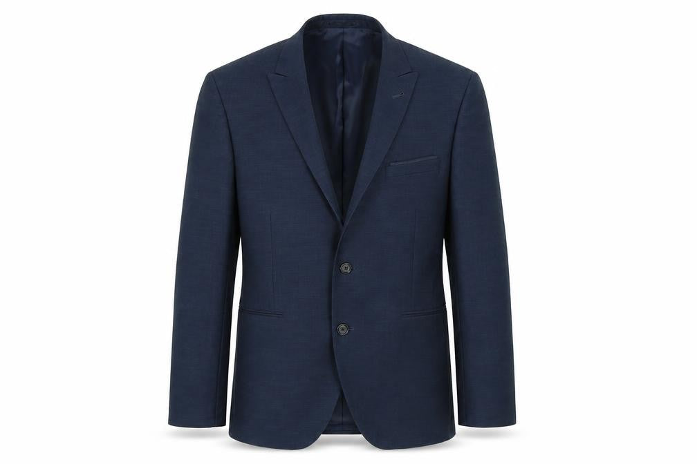 Front view of Preworn men’s blue blazer, size S