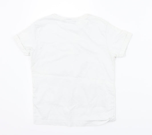 George Boys White   Basic T-Shirt Size 6-7 Years  - animals