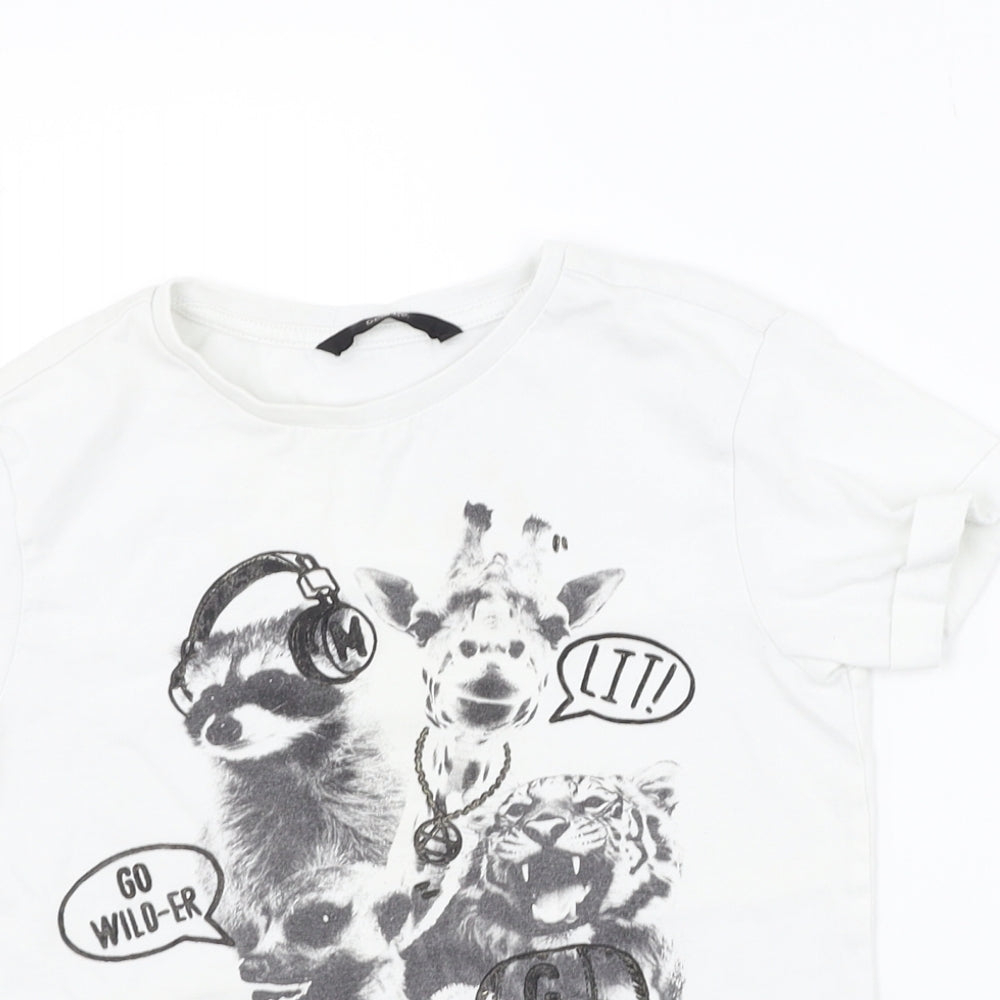 George Boys White   Basic T-Shirt Size 6-7 Years  - animals