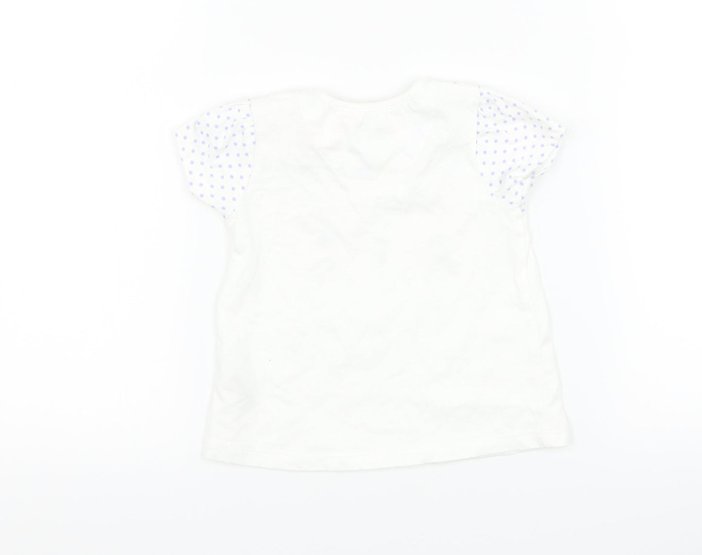 Nutmeg Girls White Polka Dot  Basic T-Shirt Size 6-9 Months  - rabbit