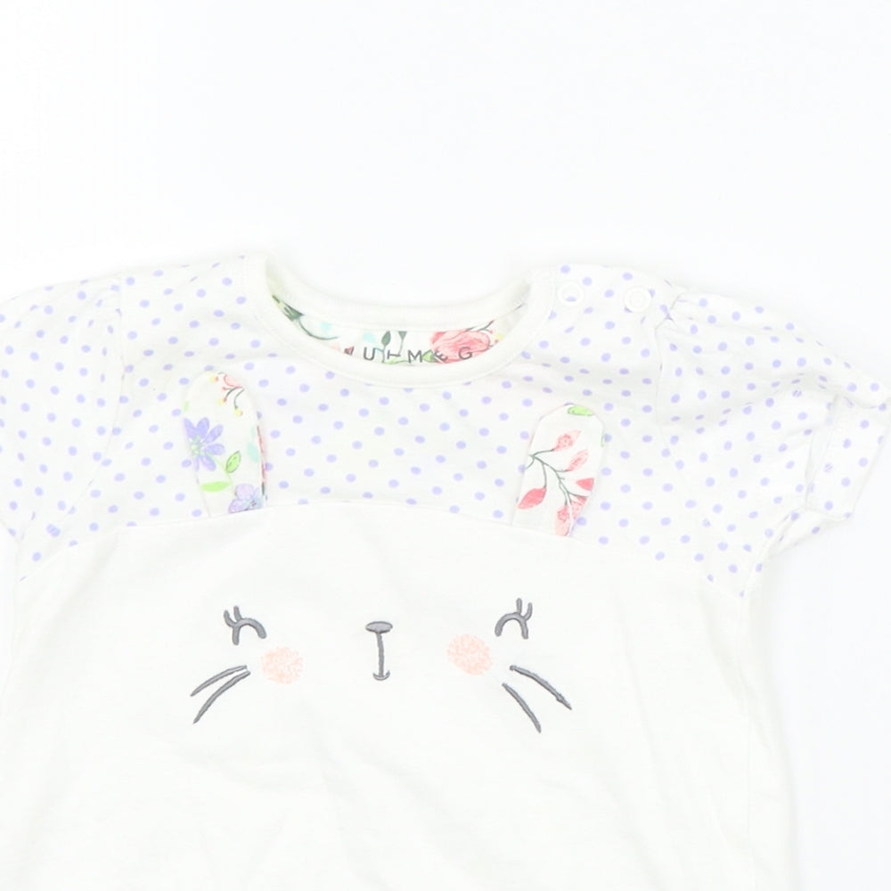 Nutmeg Girls White Polka Dot  Basic T-Shirt Size 6-9 Months  - rabbit