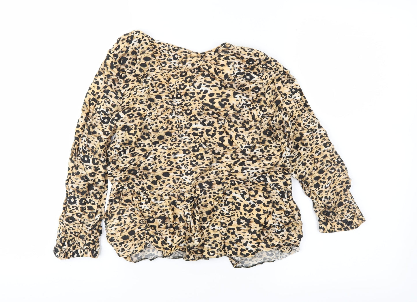 New Look Womens Brown Animal Print  Basic Blouse Size 8