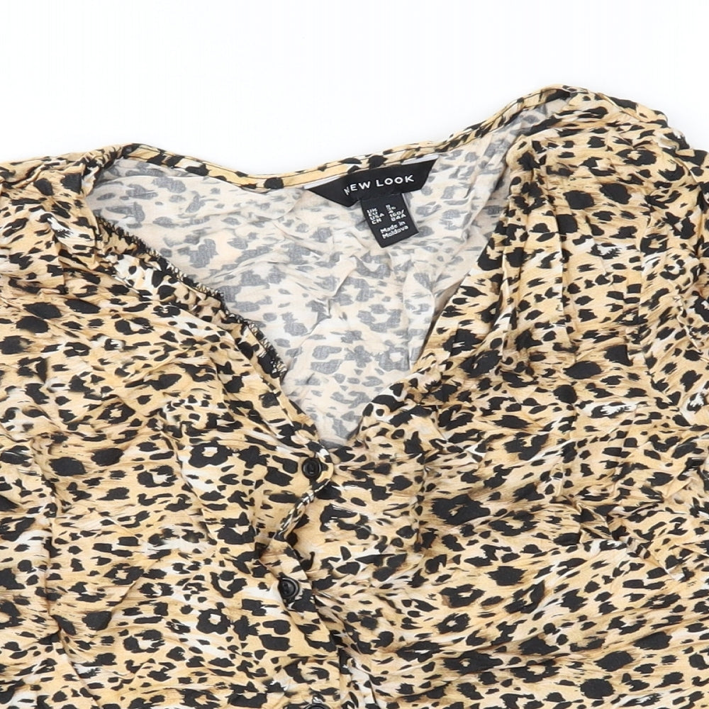 New Look Womens Brown Animal Print  Basic Blouse Size 8