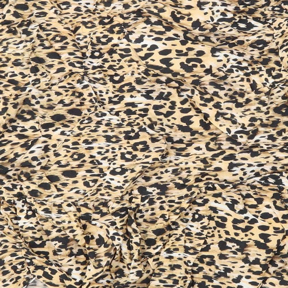 New Look Womens Brown Animal Print  Basic Blouse Size 8