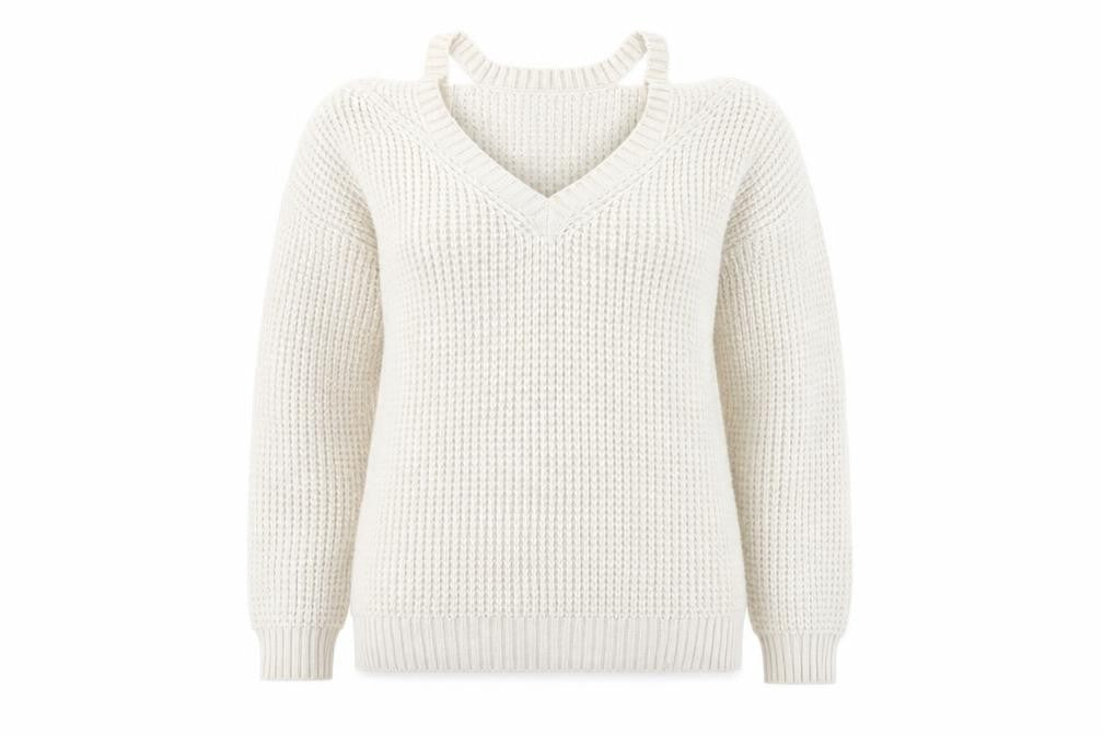 Front view of New Look women’s beige knit jumper, size S