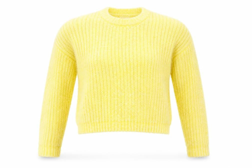 Front view of New Look women’s yellow knit jumper, size S