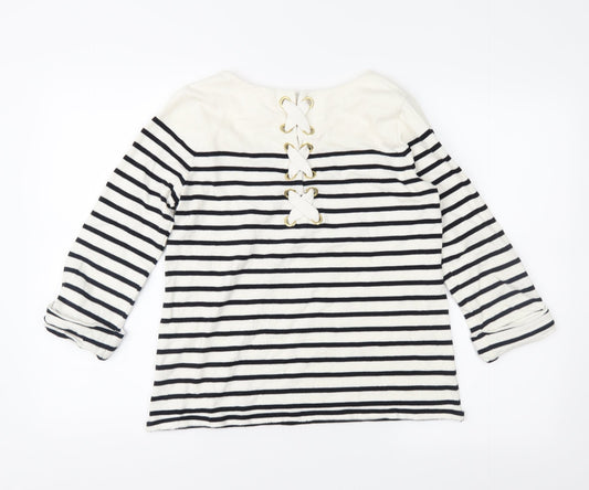 Seed Heritage Womens Ivory Striped Knit Pullover Jumper Size XS