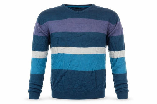 Bling Mens Blue Striped Knit Pullover Jumper Size L