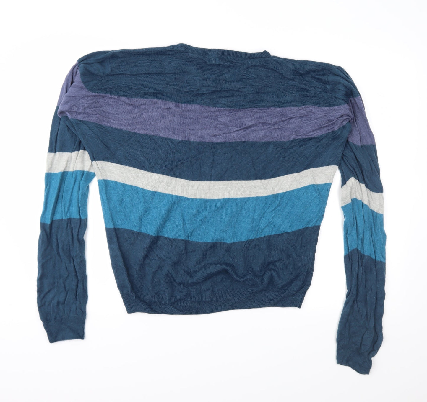 Bling Mens Blue Striped Knit Pullover Jumper Size L
