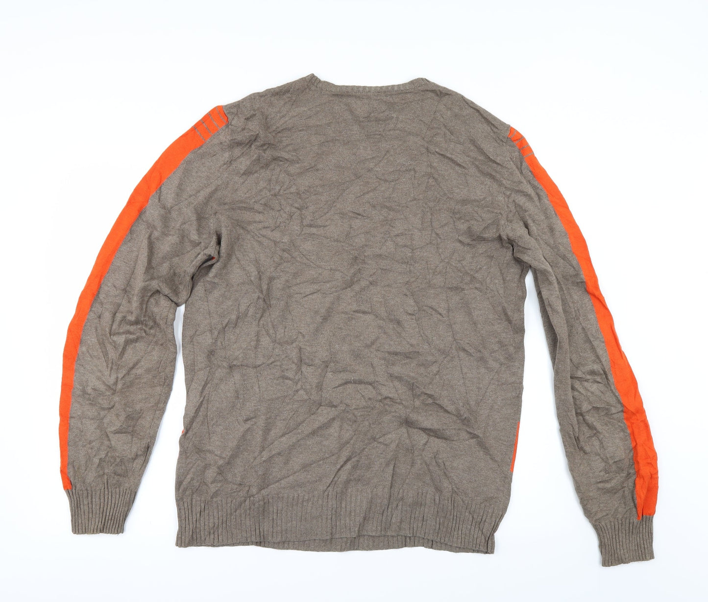 Tristan Mens Brown Striped  Pullover Jumper Size L