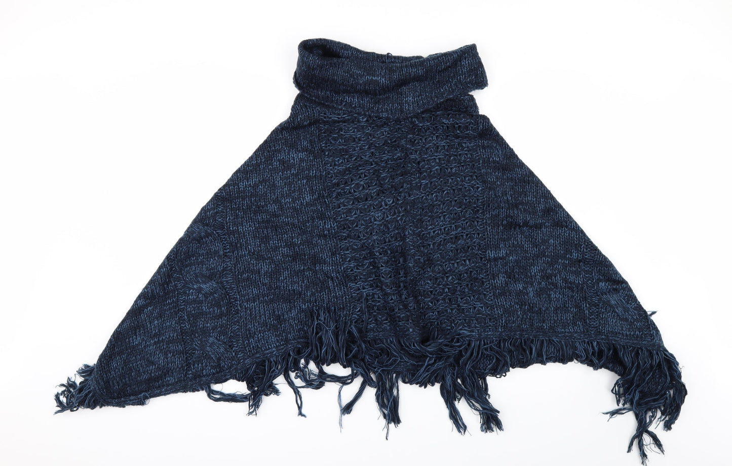 M&Co Womens Blue   Jacket Poncho Size L  - fringed poncho