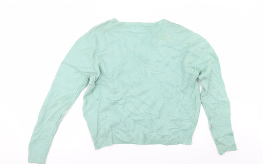 New Look Womens Green   Pullover Jumper Size 8  - rhinestone