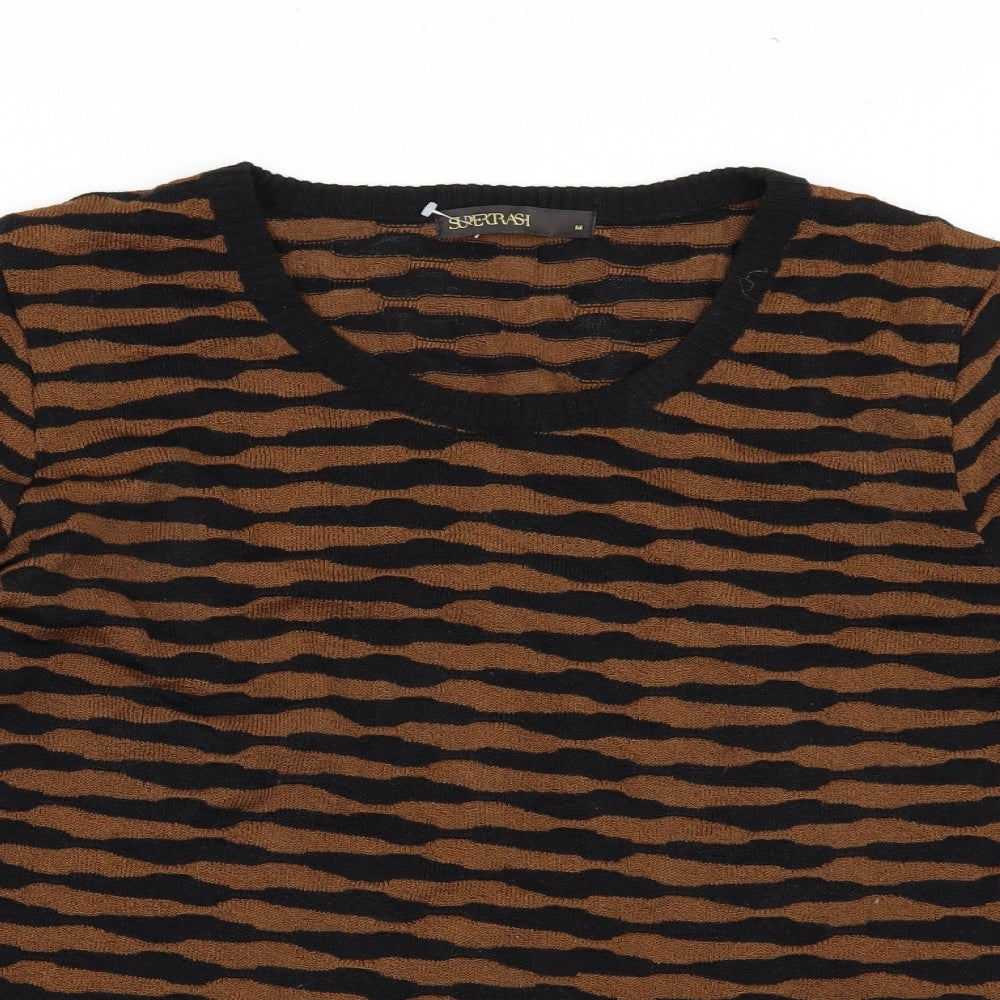 Supertrash Womens Gold Striped  Pullover Jumper Size M