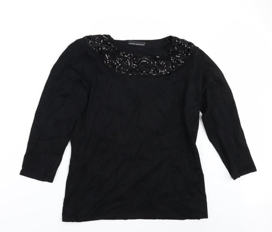 David Emanuel Womens Black   Pullover Jumper Size S  - sequin