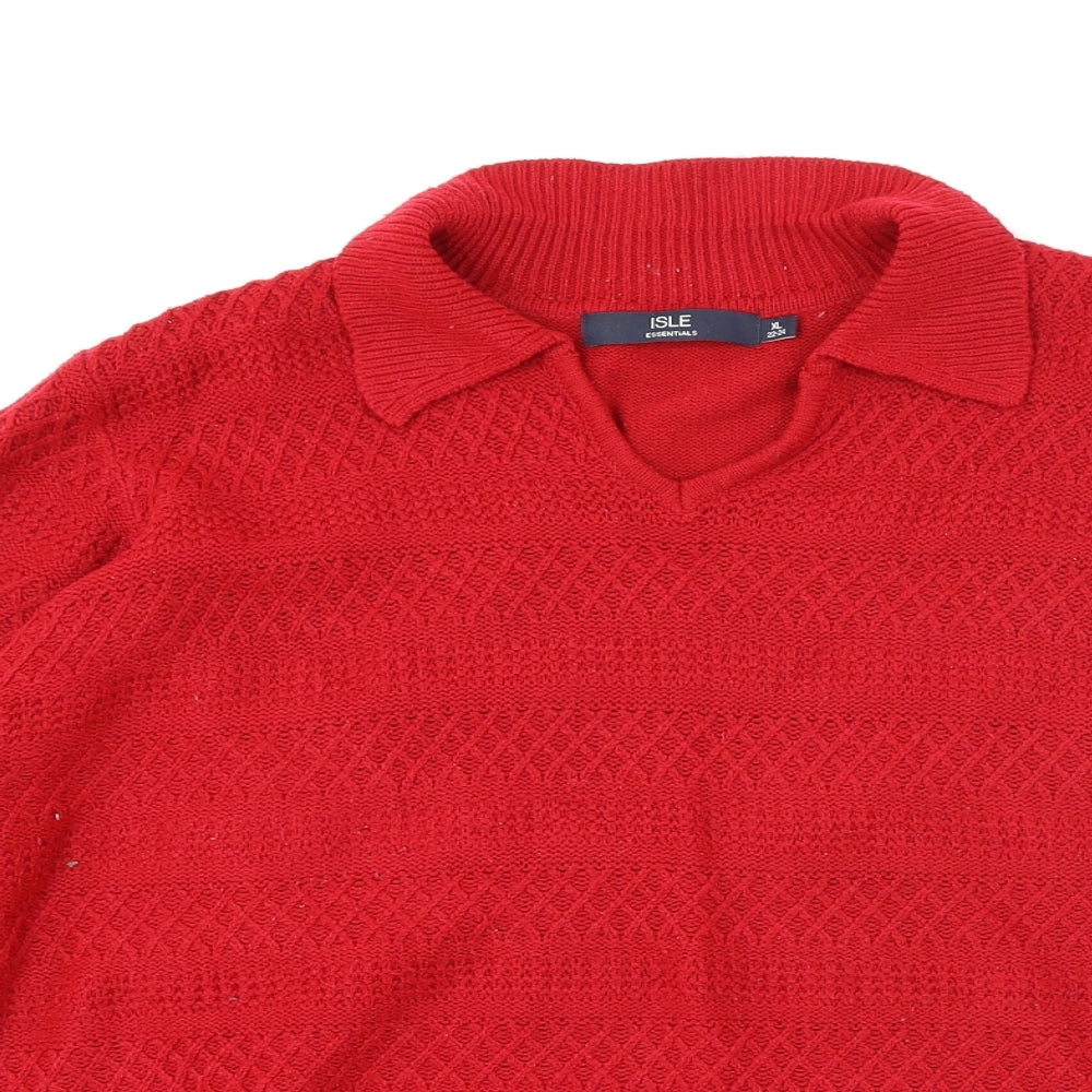 ISLE  Womens Red  Knit Pullover Jumper Size XL