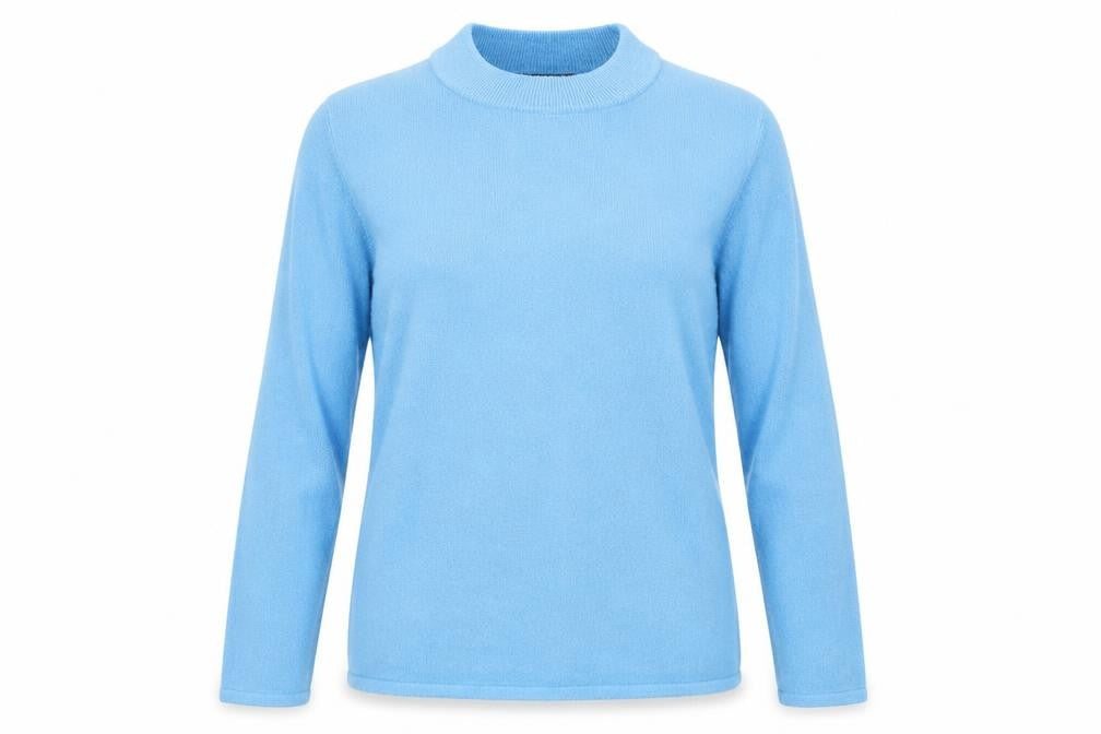 Front view of Bonmarché women’s blue knit jumper, size UK 12
