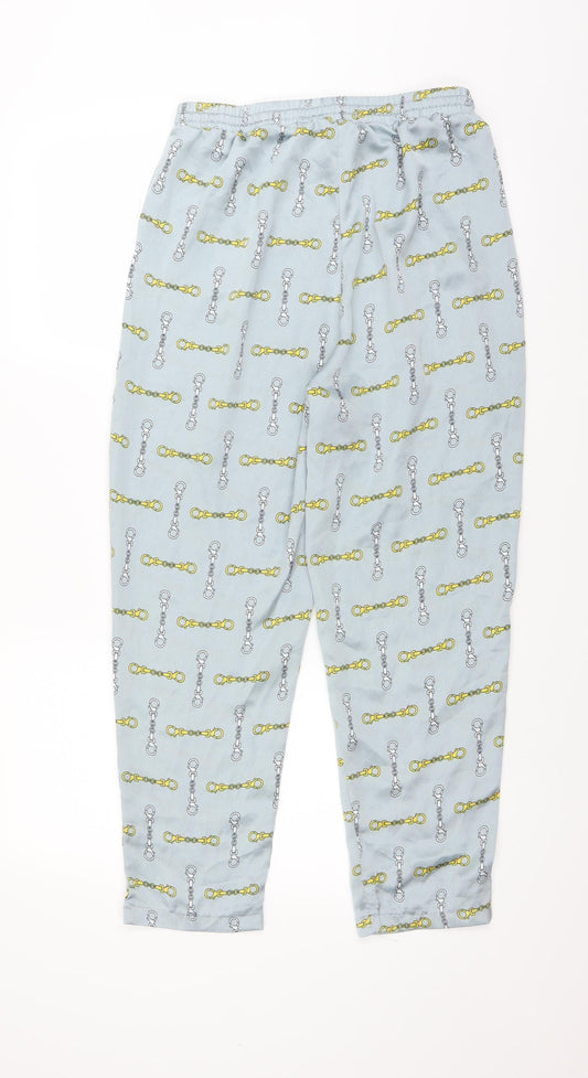 PRETTYLITTLETHING Womens Blue   Trousers  Size 10 L26 in - chain pattern