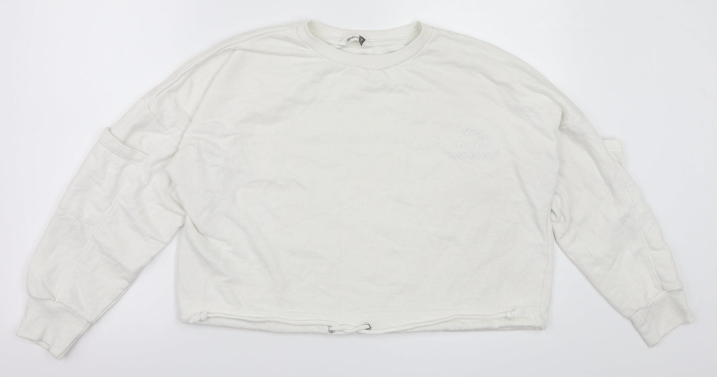 Pep & Co Womens White   Pullover Sweatshirt Size 10