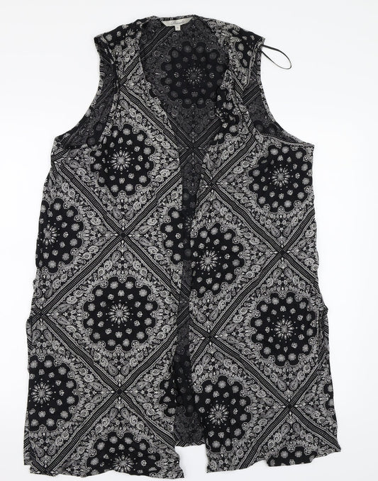 Peacocks Womens Black Floral  Basic Blouse Size M