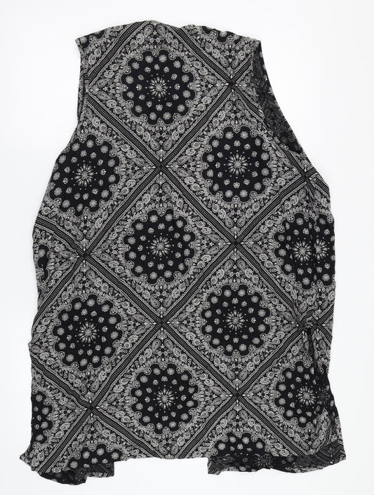 Peacocks Womens Black Floral  Basic Blouse Size M