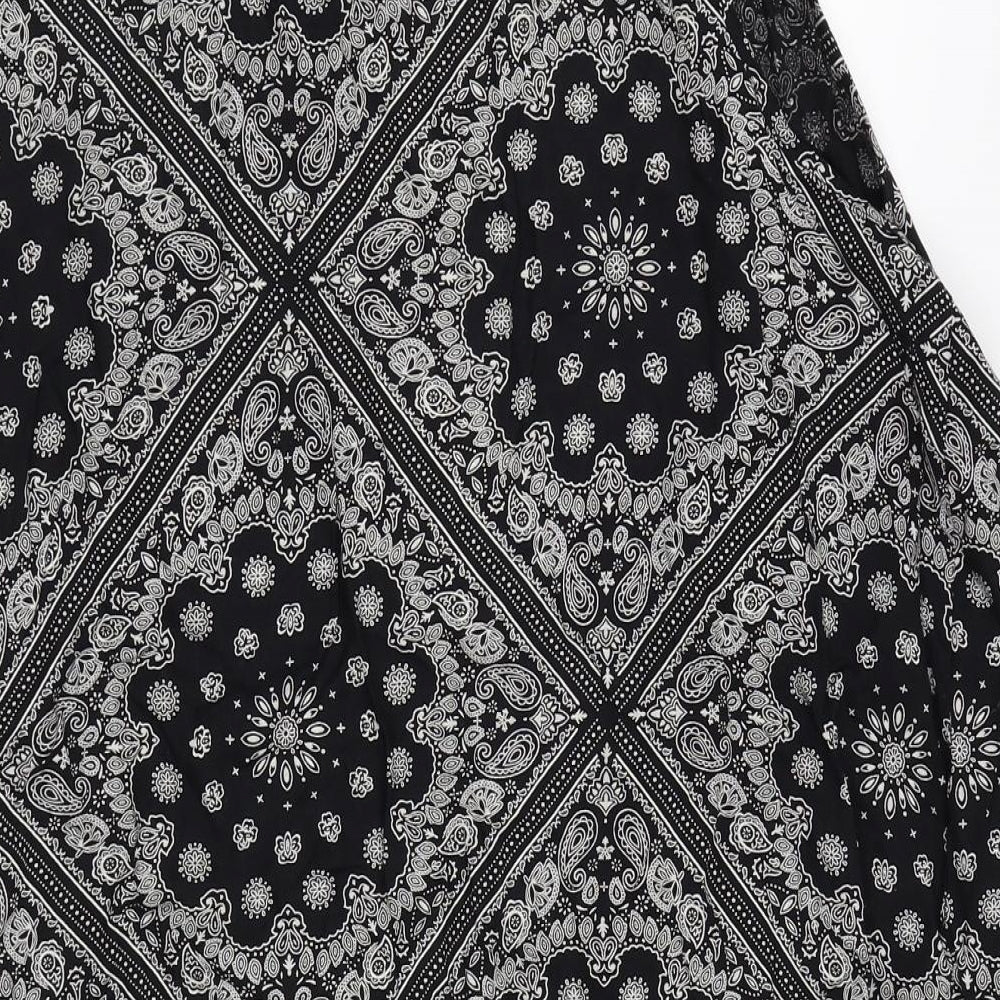 Peacocks Womens Black Floral  Basic Blouse Size M